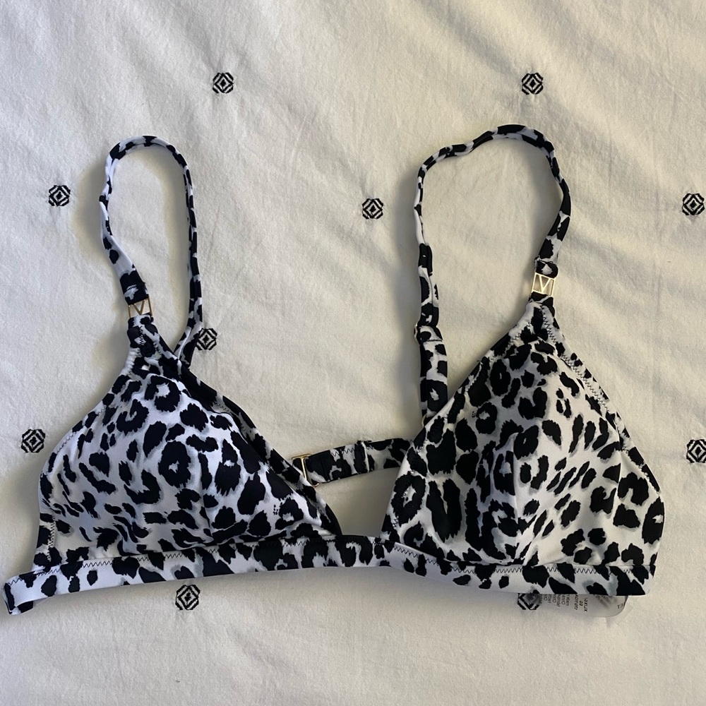 VICTORIA SECRET black and white leopard print swim bikini top